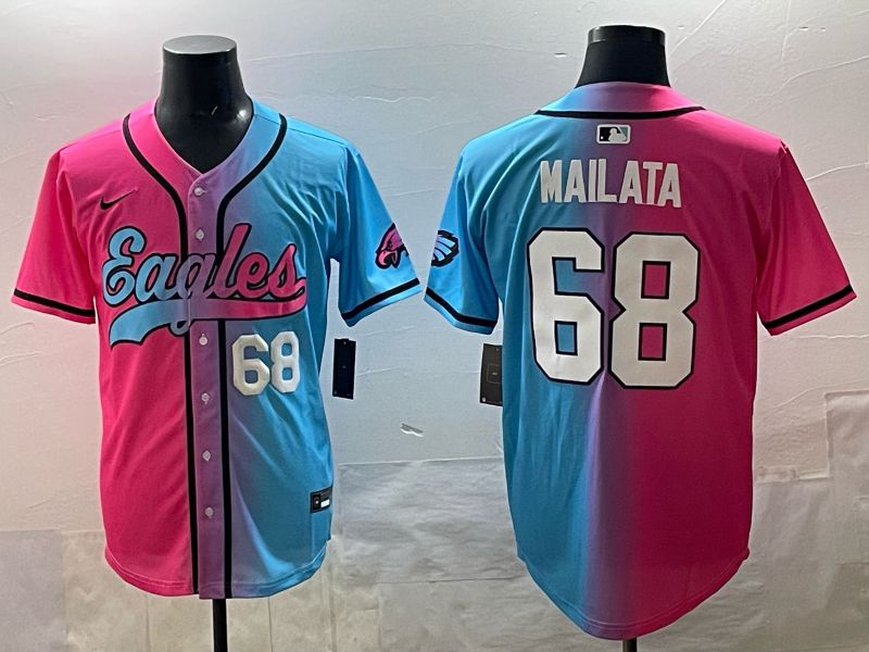 Men 2025 Philadelphia Eagles #68 Mailata Blue pink Nike Limited NFL Jersey style 05->philadelphia eagles->NFL Jersey